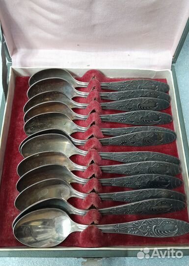 Мельхиоровые ложки 12 шт. в футляре