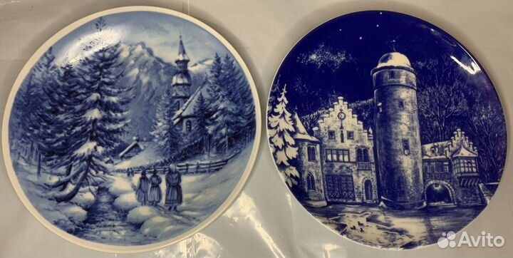 Настенные немецкие Тарелки Зима. Винтаж. Фарфор