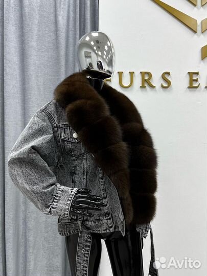 Джинсовая куртка с натуральным мехом песца