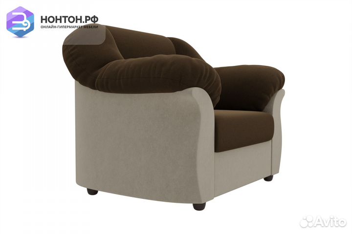 Кресло Карнелла микровельвет коричневый / бежевый