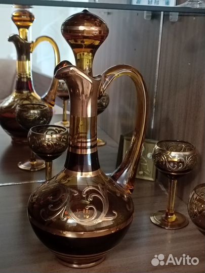 Набор богемского стекла для спиртных напитков