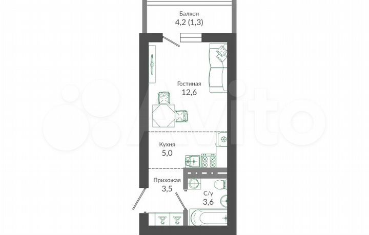 Квартира-студия, 26 м², 10/12 эт.