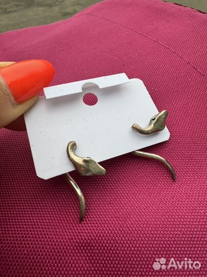 Серебряные серьги змейки