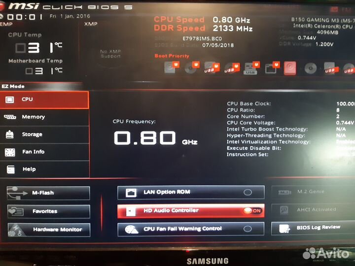 Материнская плата 1151v1 MSI B150 gaming M3