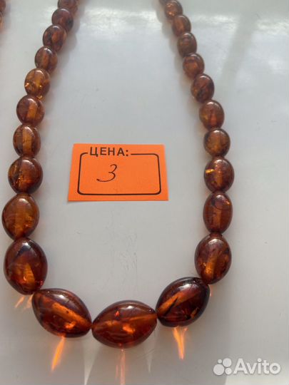 Бусы-колье оливки из натур. балтийского янтаря