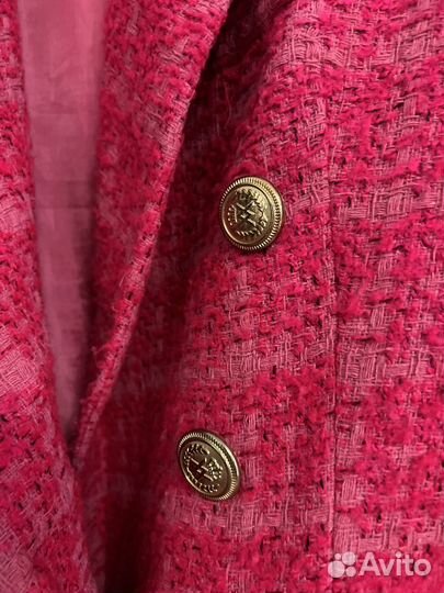 Жакет твидовый ярко розовый