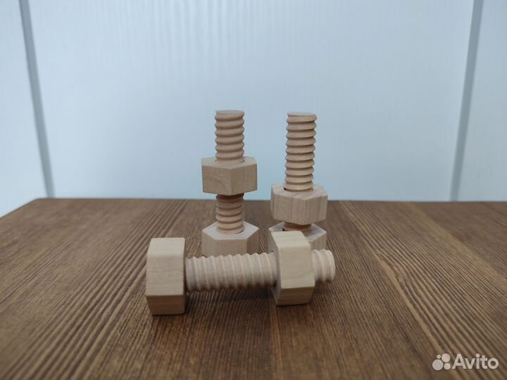 Деревянный болт с гайкой, игрушка, антистресс