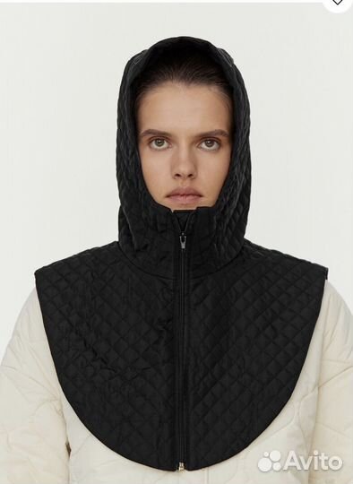Отдельный капюшон / Капор стеганый черный манишка