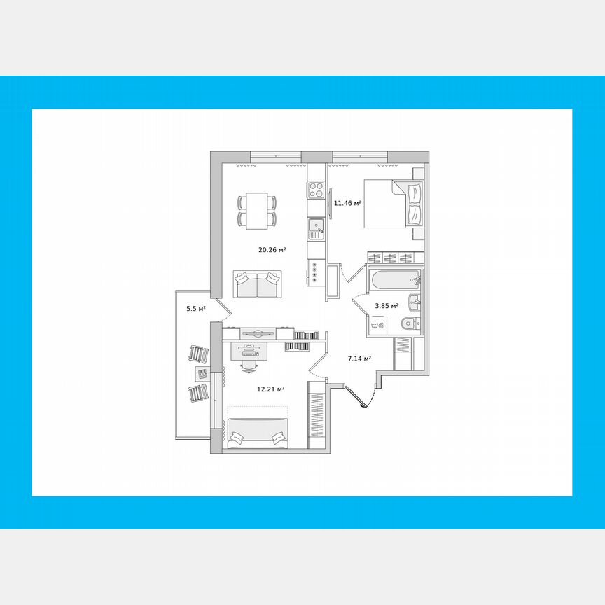2-к. квартира, 59 м², 2/16 эт.