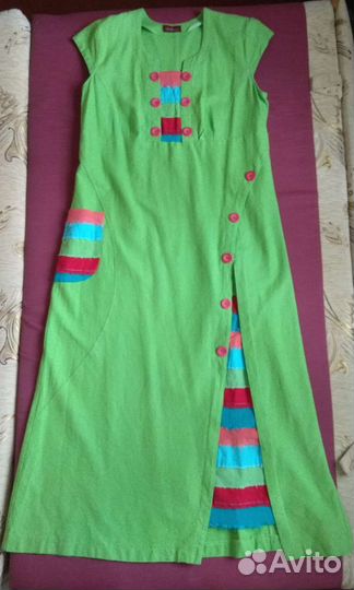 Платье льняное летнее бохо