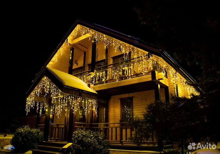 Украшение домов гирляндами