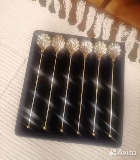 Винтажные коктейльные ложки-трубочки мельхиор
