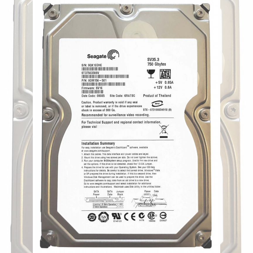 [ST3750330SV] Жесткий Диск Seagate 750gb Sata2 3,5" St3750330sv