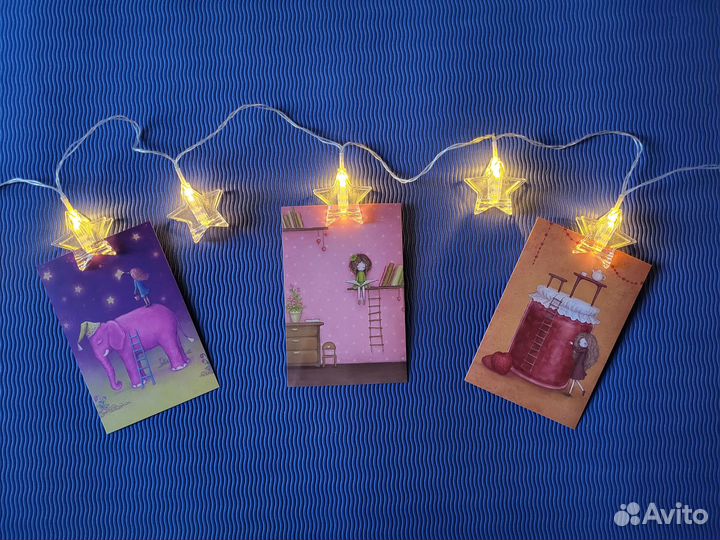 Гирлянда в виде звездочек-прищепок длина 2 м