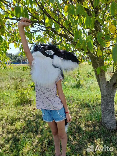 Маска раптора фурри черно белый вариант