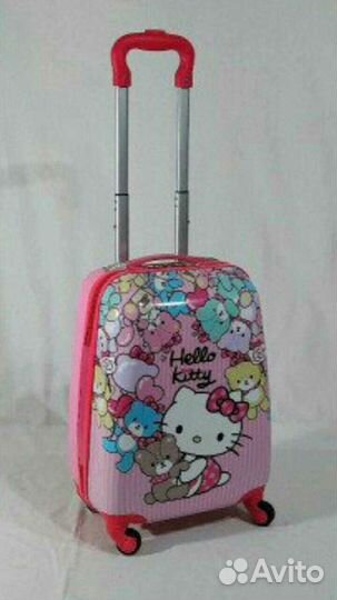 Детский чемодан на колесах Hello Kitty с мишками