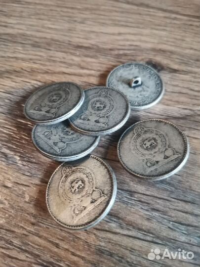 Пуговицы под старинные монеты 7 шт