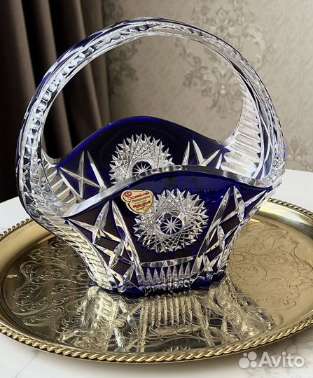 Ваза корзина хрустальная