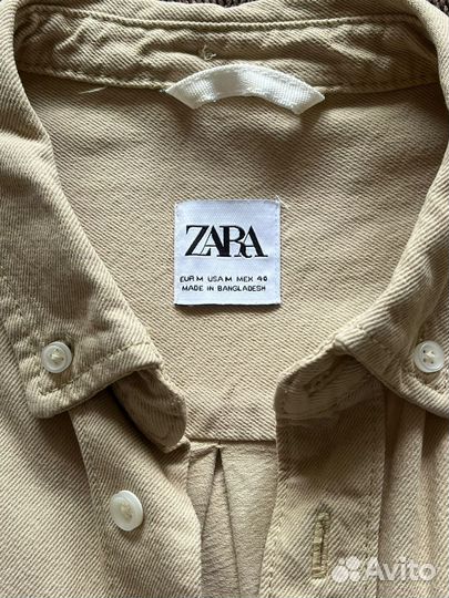 Джинсовая рубашка оверсайз zara