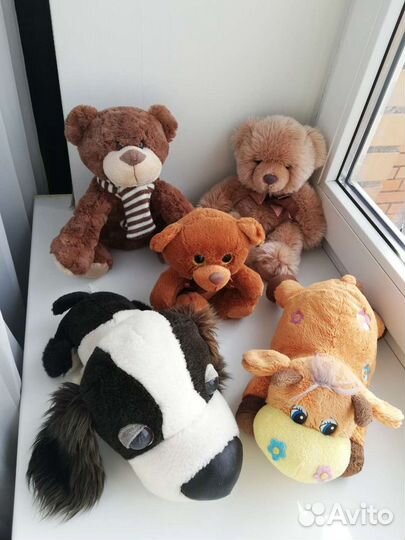 Мягкие игрушки медведь собака