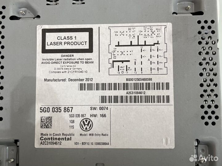 Магнитола MiB Golf 7