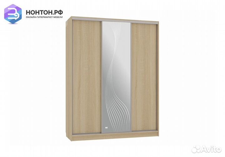 Шкаф-купе Бассо 1-600 волны 1 дуб сонома