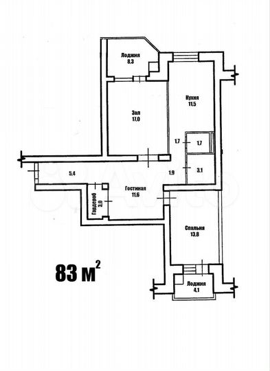 2-к. квартира, 83 м², 2/10 эт.