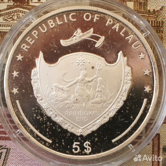 5 долларов 2007 Палау. Жемчужина. Сертификат