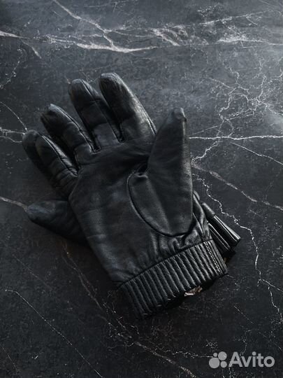 Перчатки чёрные с замками. Натуральная кожа