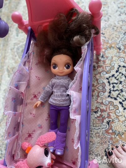 Кроватка кукольная с куклой и собачкой