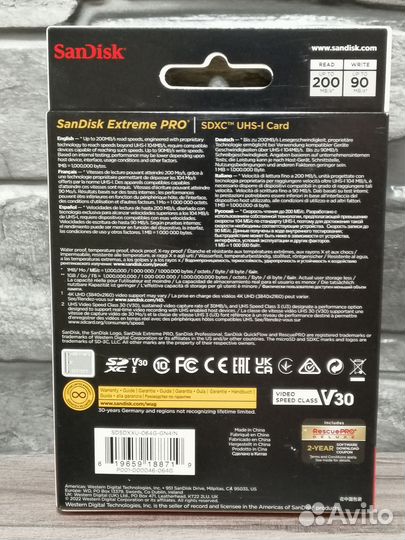 Карта памяти SanDisk extreme pro 64 gb