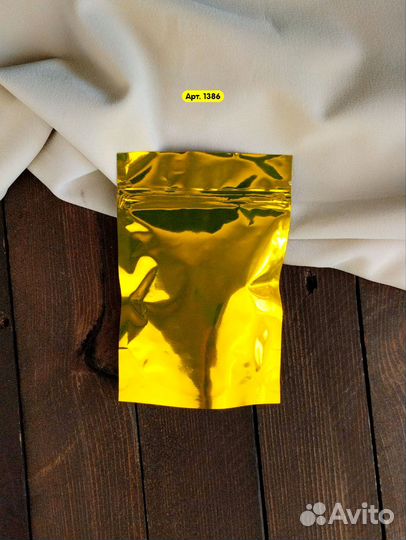 Пакет дой пак золотой с прозрачной стороной