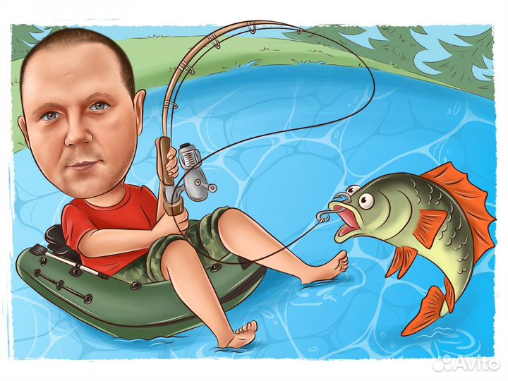 Портрет шарж по фото на заказ в подарок