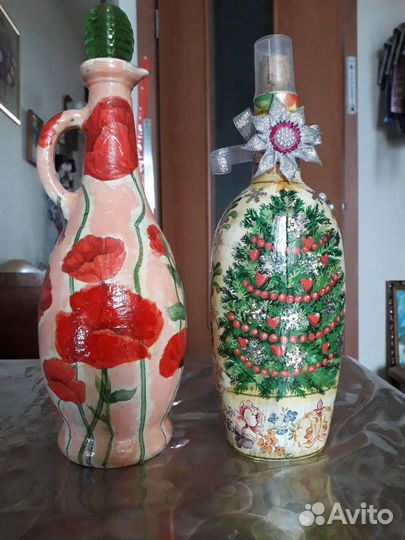 Бутылка стеклянная декупаж