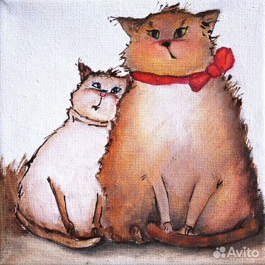 Картины с котами Картины маслом на холсте