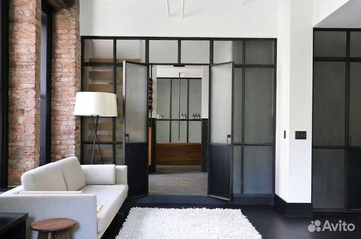 Стеклянная перегородка для зонирования