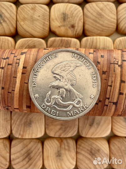 3 марки 1913год MS60 Толпа Германская Империя