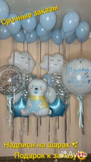 Воздушные шары на выписку из роддома с доставкой