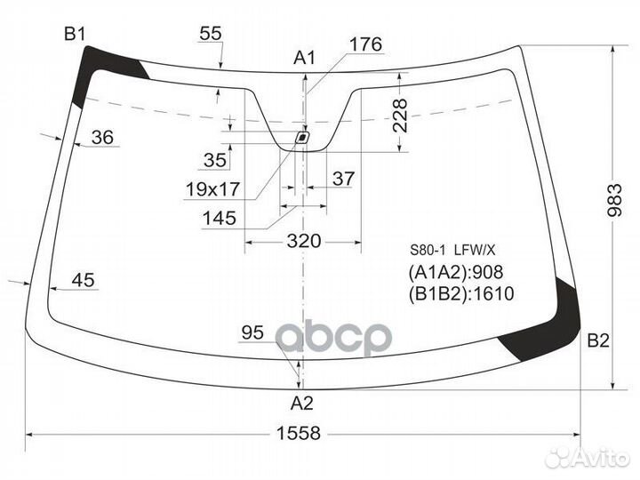 Стекло лобовое + дд volvo S80 98-06 S80-1 LFW/X
