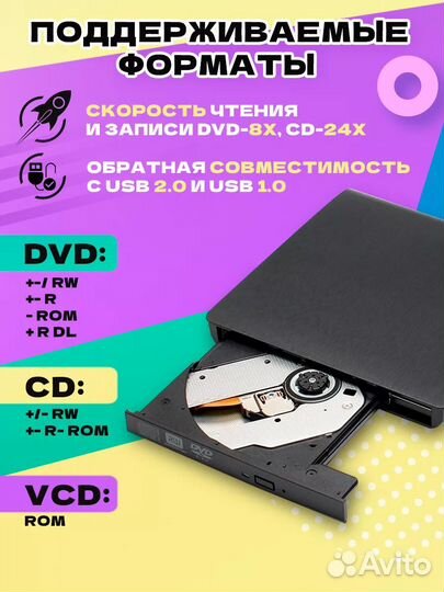 Новый внешний дисковод DVD CD RW USB 3.0