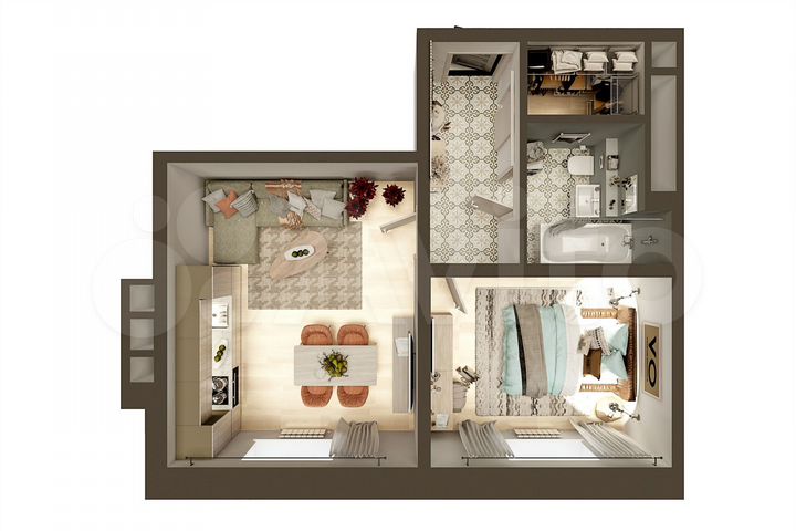 1-к. квартира, 42,8 м², 1/5 эт.