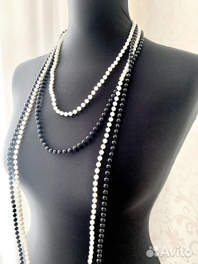 Бусы колье жемчуг женские многослойные белый