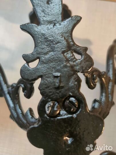 Подсвечник трехрожковый, чугунное литье, Куса,ссср
