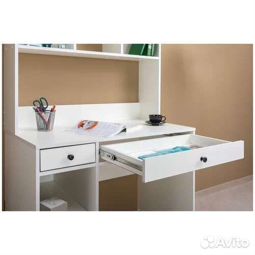 Стол письменный белый с полкой 100х55