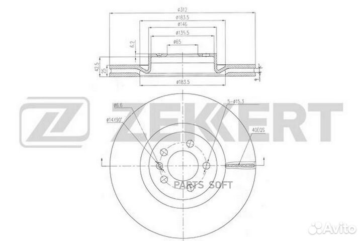 Диск торм. перед. VW Polo VI 17- zekkert BS6504