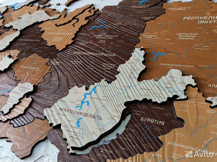 Деревянная карта России из дерева, Нефтеюганск