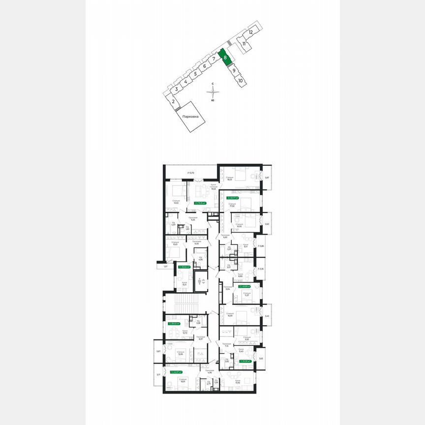 1-к. квартира, 39 м², 7/8 эт.