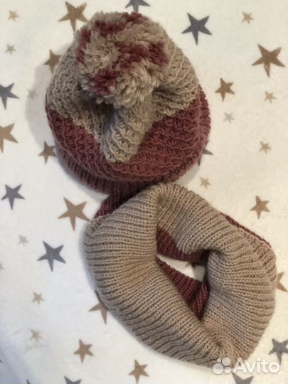 Комплект шапка и снуд женский 55-60