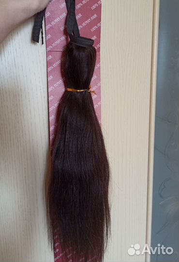 Хвост из натуральных волос на ленте