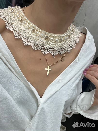 Воротничок на блузку ручная работа